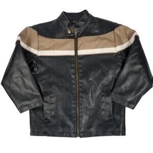 Faux Leather Jacket Boys Size 6 Large Black Moto Style Whispering Smith